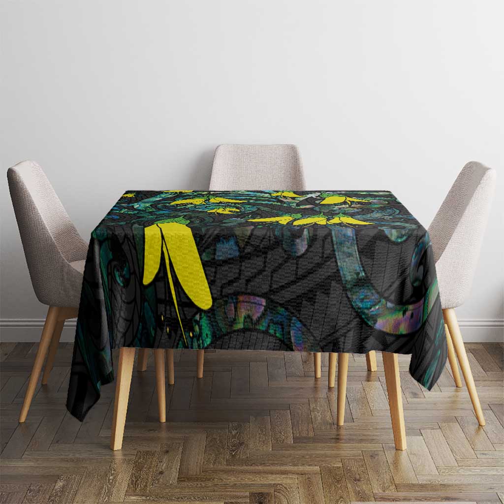 New Zealand Kowhai Flowers Tablecloth Maori Koru Pattern With Paua Shell Style LT03 - Polynesian Pride