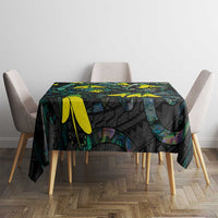 New Zealand Kowhai Flowers Tablecloth Maori Koru Pattern With Paua Shell Style LT03 - Polynesian Pride