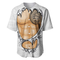 Samoan Tatau Baseball Jersey Tattoo Reveal Effect LT03 White - Polynesian Pride