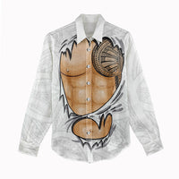 Samoan Tatau Women Casual Shirt Tattoo Reveal Effect LT03 - Polynesian Pride