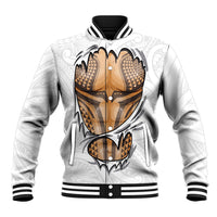 Hawaiian Kakau Baseball Jacket Aquaman Tattoo Reveal Effect LT03 Unisex White - Polynesian Pride