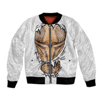 Hawaiian Kakau Bomber Jacket Aquaman Tattoo Reveal Effect LT03 Unisex White - Polynesian Pride