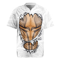 Hawaiian Kakau Rugby Jersey Aquaman Tattoo Reveal Effect LT03 White - Polynesian Pride