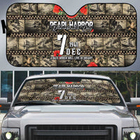 Pearl Harbor Remembrance Day Auto Sun Shade Memories of December 7 with Red Poppy Lei LT03 Beige - Polynesian Pride