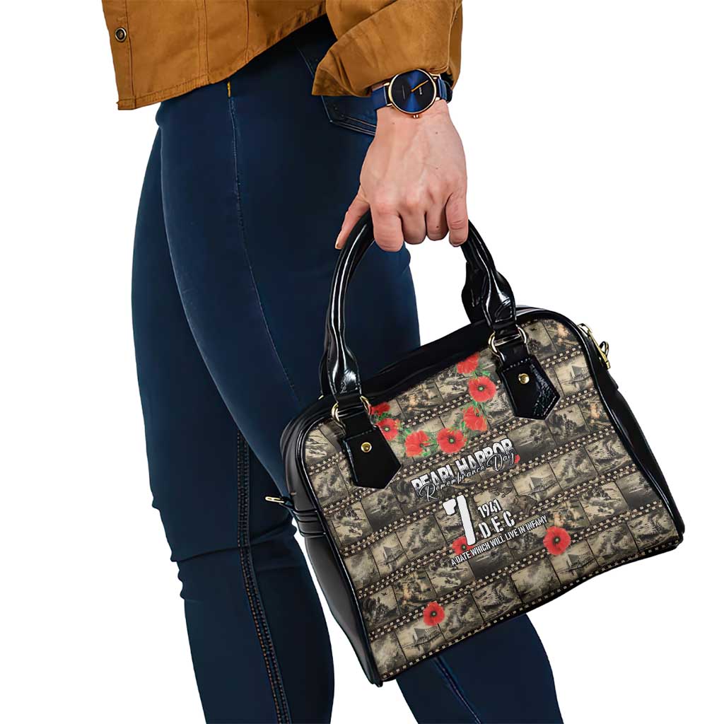 Pearl Harbor Remembrance Day Shoulder Handbag Memories of December 7 with Red Poppy Lei LT03 - Polynesian Pride