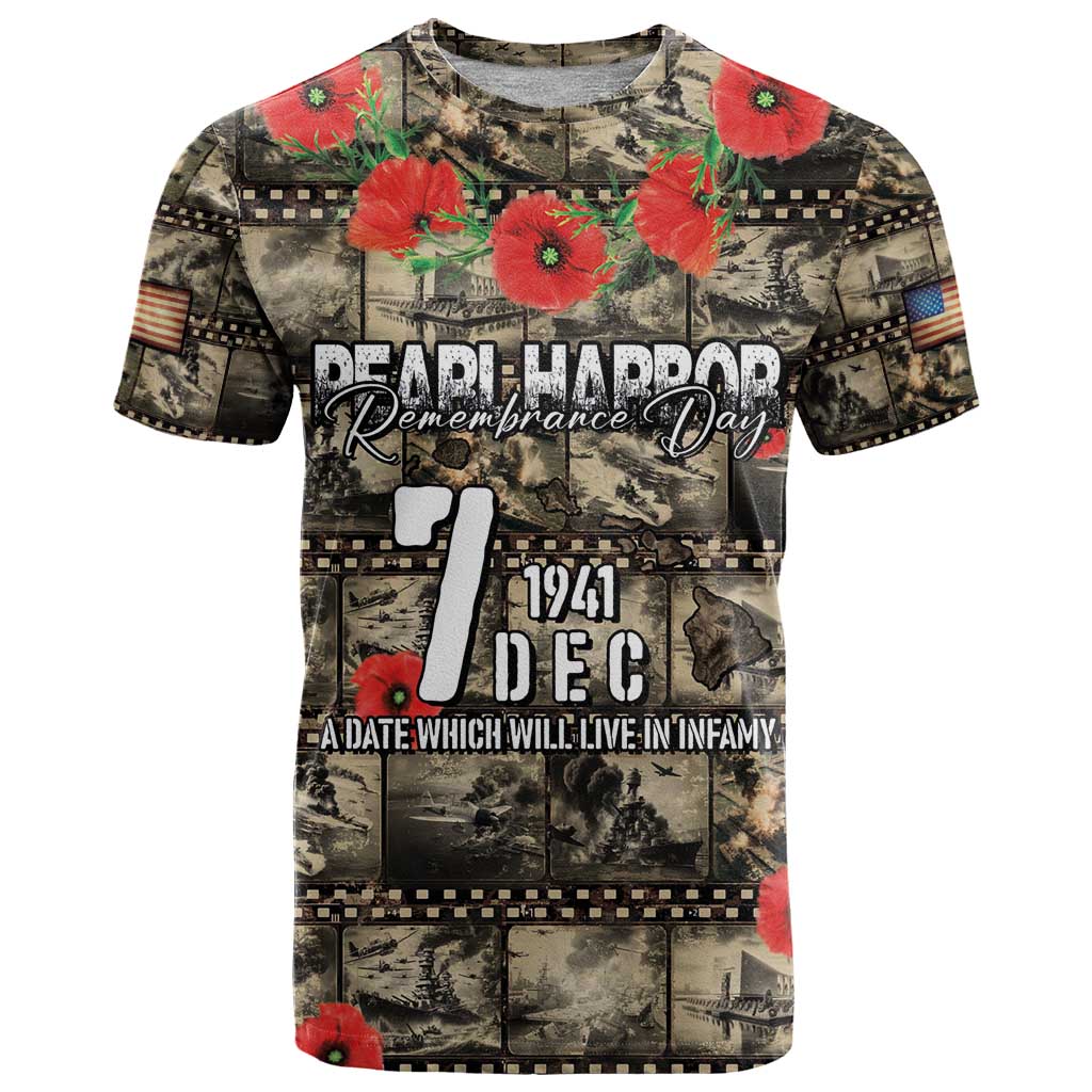 Pearl Harbor Remembrance Day Personalized T Shirt Memories of December 7 with Red Poppy Lei LT03 Beige - Polynesian Pride