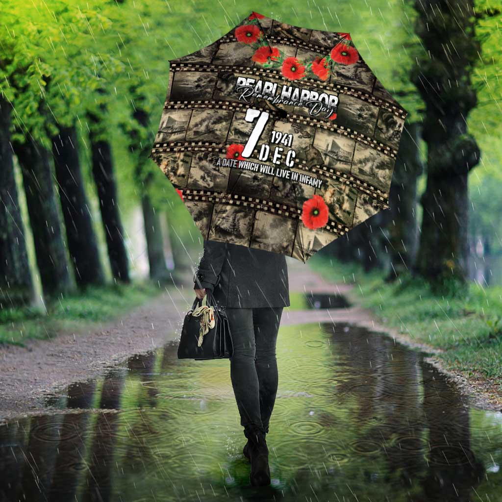 Pearl Harbor Remembrance Day Umbrella Memories of December 7 with Red Poppy Lei LT03 - Polynesian Pride