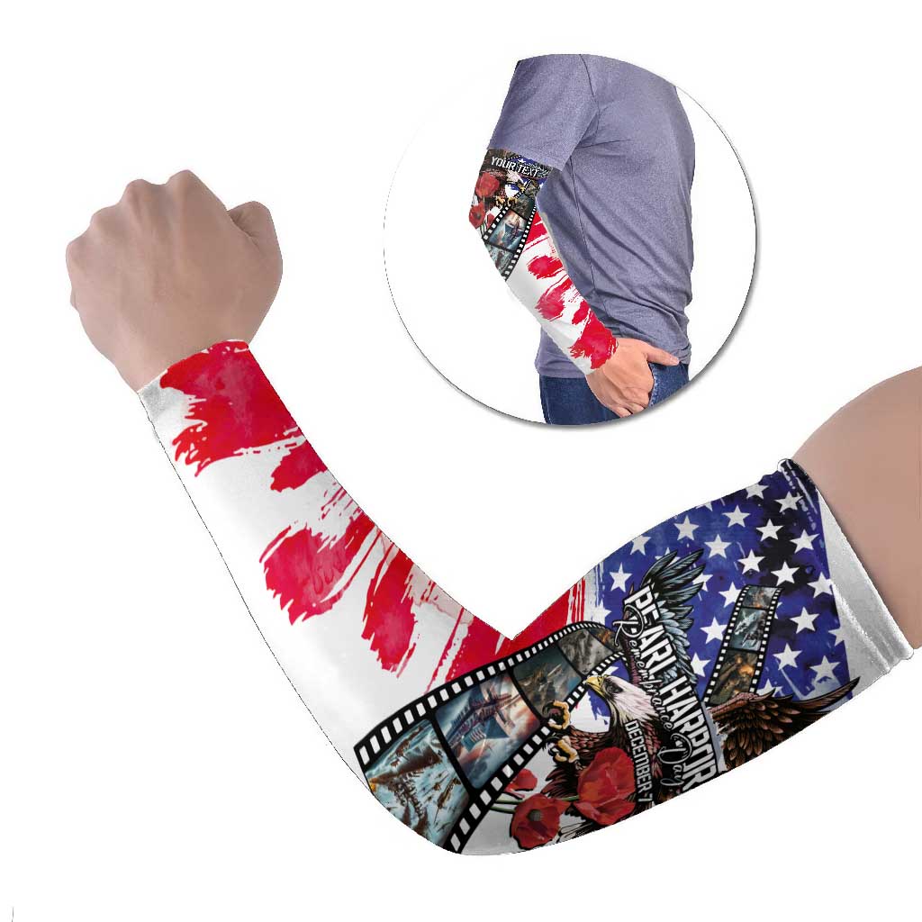 Pearl Harbor Remembrance Day Personalized Arm Sleeves Lest We Forget - The Bald Eagle Remembers LT03 Set of 2 White - Polynesian Pride