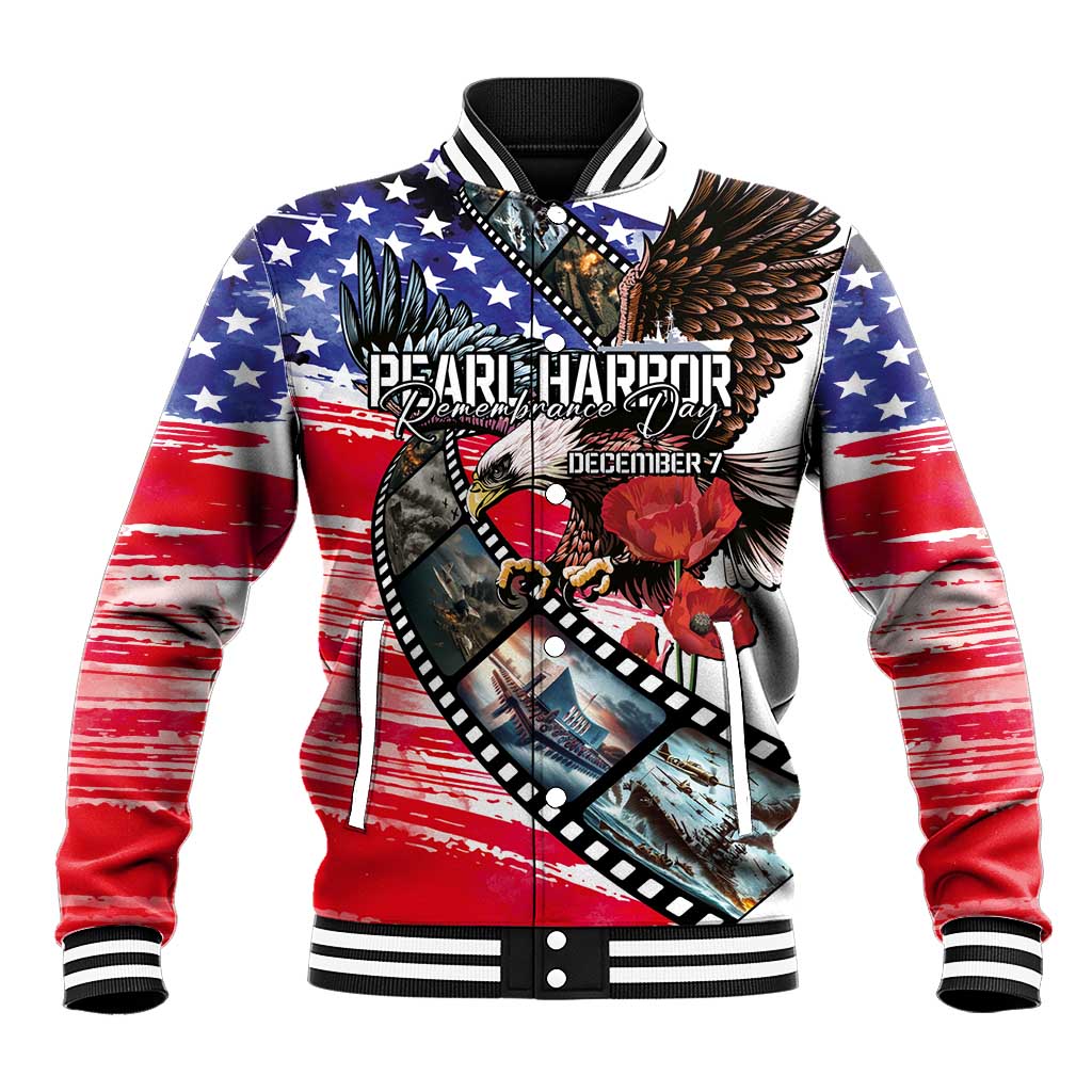 Pearl Harbor Remembrance Day Personalized Baseball Jacket Lest We Forget - The Bald Eagle Remembers LT03 Unisex White - Polynesian Pride