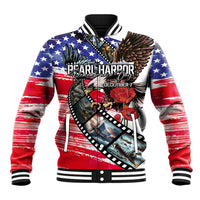 Pearl Harbor Remembrance Day Personalized Baseball Jacket Lest We Forget - The Bald Eagle Remembers LT03 Unisex White - Polynesian Pride