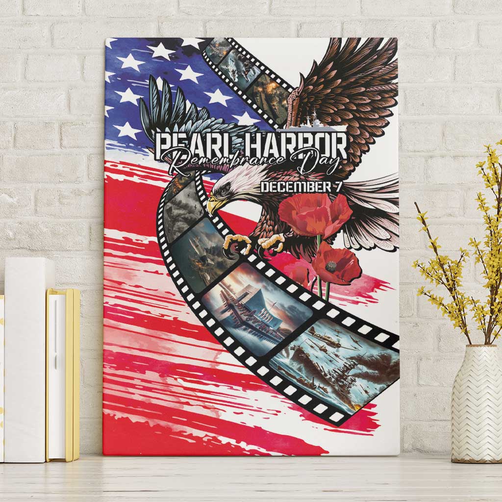 Pearl Harbor Remembrance Day Canvas Wall Art Lest We Forget - The Bald Eagle Remembers LT03 Without Frame White - Polynesian Pride