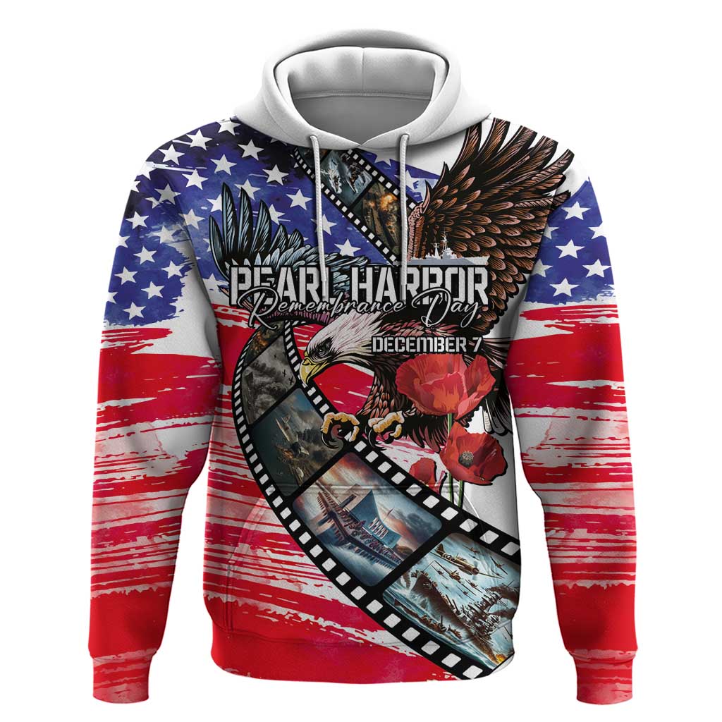 Pearl Harbor Remembrance Day Personalized Hoodie Lest We Forget - The Bald Eagle Remembers LT03 Pullover Hoodie White - Polynesian Pride