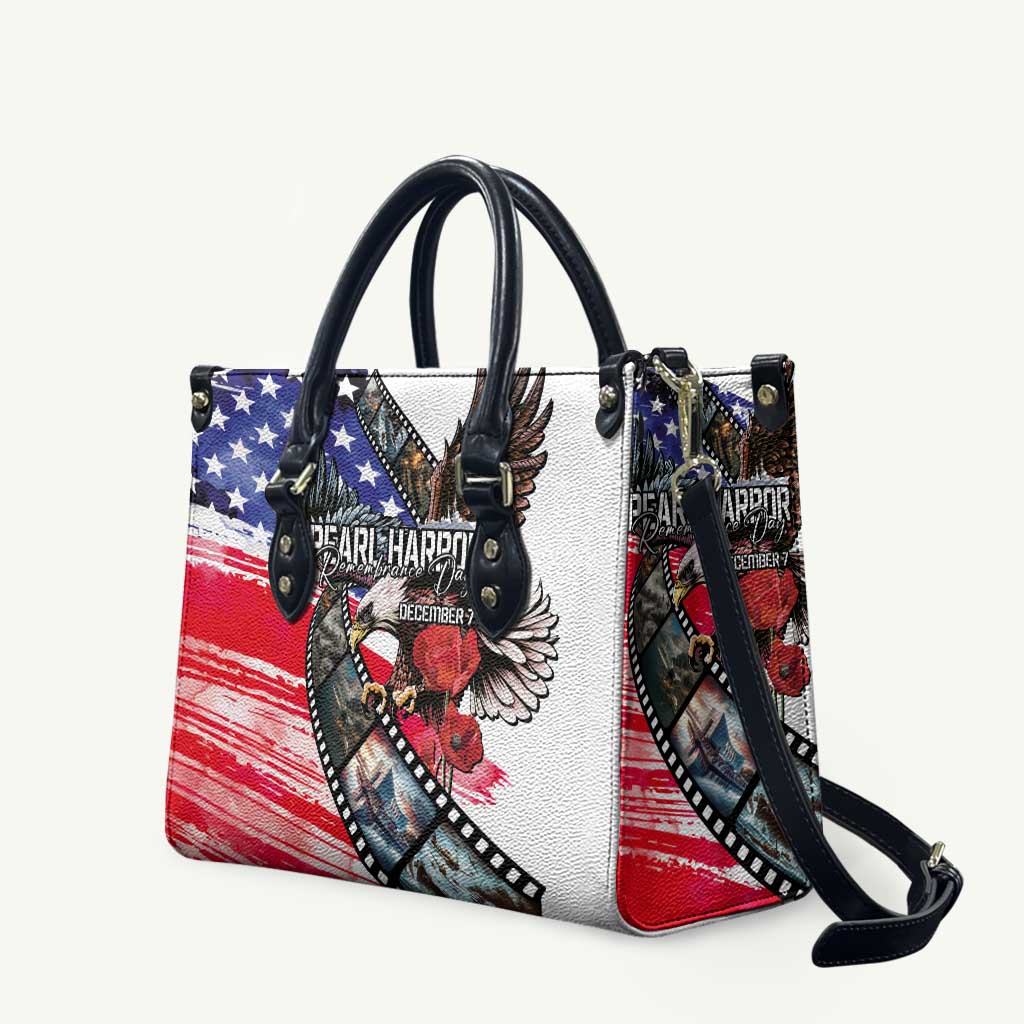 Pearl Harbor Remembrance Day Leather Bag Lest We Forget - The Bald Eagle Remembers LT03 White - Polynesian Pride