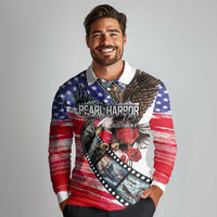 Pearl Harbor Remembrance Day Personalized Long Sleeve Polo Shirt Lest We Forget - The Bald Eagle Remembers LT03 - Polynesian Pride