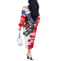 Pearl Harbor Remembrance Day Personalized Off The Shoulder Long Sleeve Dress Lest We Forget - The Bald Eagle Remembers LT03 - Polynesian Pride