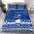 Palau Christmas Bedding Set Snowman Hugs Palau Coat of Arms Maori Pattern Blue Style LT03 - Polynesian Pride