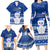 Palau Christmas Family Matching Long Sleeve Bodycon Dress and Hawaiian Shirt Snowman Hugs Palau Coat of Arms Maori Pattern Blue Style LT03 - Polynesian Pride