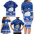 Palau Christmas Family Matching Long Sleeve Bodycon Dress and Hawaiian Shirt Snowman Hugs Palau Coat of Arms Maori Pattern Blue Style LT03 - Polynesian Pride