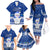 Palau Christmas Family Matching Off Shoulder Long Sleeve Dress and Hawaiian Shirt Snowman Hugs Palau Coat of Arms Maori Pattern Blue Style LT03 - Polynesian Pride