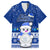 Palau Christmas Family Matching Puletasi Dress and Hawaiian Shirt Snowman Hugs Palau Coat of Arms Maori Pattern Blue Style LT03 Dad's Shirt - Short Sleeve Blue - Polynesian Pride