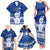 Palau Christmas Family Matching Tank Maxi Dress and Hawaiian Shirt Snowman Hugs Palau Coat of Arms Maori Pattern Blue Style LT03 - Polynesian Pride