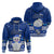 Palau Christmas Hoodie Snowman Hugs Palau Coat of Arms Maori Pattern Blue Style LT03 - Polynesian Pride