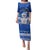 Palau Christmas Puletasi Snowman Hugs Palau Coat of Arms Maori Pattern Blue Style LT03 Long Dress Blue - Polynesian Pride