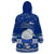 Palau Christmas Wearable Blanket Hoodie Snowman Hugs Palau Coat of Arms Maori Pattern Blue Style LT03 - Polynesian Pride