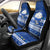 Personalised Palau Christmas Car Seat Cover Snowman Hugs Palau Coat of Arms Maori Pattern Blue Style LT03 - Polynesian Pride