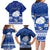 Personalised Palau Christmas Family Matching Long Sleeve Bodycon Dress and Hawaiian Shirt Snowman Hugs Palau Coat of Arms Maori Pattern Blue Style LT03 - Polynesian Pride