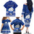 Personalised Palau Christmas Family Matching Off Shoulder Long Sleeve Dress and Hawaiian Shirt Snowman Hugs Palau Coat of Arms Maori Pattern Blue Style LT03 - Polynesian Pride