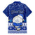 Personalised Palau Christmas Family Matching Off Shoulder Long Sleeve Dress and Hawaiian Shirt Snowman Hugs Palau Coat of Arms Maori Pattern Blue Style LT03 - Polynesian Pride