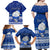 Personalised Palau Christmas Family Matching Off Shoulder Maxi Dress and Hawaiian Shirt Snowman Hugs Palau Coat of Arms Maori Pattern Blue Style LT03 - Polynesian Pride