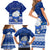 Personalised Palau Christmas Family Matching Short Sleeve Bodycon Dress and Hawaiian Shirt Snowman Hugs Palau Coat of Arms Maori Pattern Blue Style LT03 - Polynesian Pride