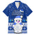 Personalised Palau Christmas Family Matching Short Sleeve Bodycon Dress and Hawaiian Shirt Snowman Hugs Palau Coat of Arms Maori Pattern Blue Style LT03 Dad's Shirt - Short Sleeve Blue - Polynesian Pride