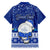 Personalised Palau Christmas Family Matching Short Sleeve Bodycon Dress and Hawaiian Shirt Snowman Hugs Palau Coat of Arms Maori Pattern Blue Style LT03 - Polynesian Pride