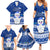 Personalised Palau Christmas Family Matching Summer Maxi Dress and Hawaiian Shirt Snowman Hugs Palau Coat of Arms Maori Pattern Blue Style LT03 - Polynesian Pride