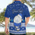 Personalised Palau Christmas Hawaiian Shirt Snowman Hugs Palau Coat of Arms Maori Pattern Blue Style LT03 - Polynesian Pride