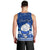 Personalised Palau Christmas Men Tank Top Snowman Hugs Palau Coat of Arms Maori Pattern Blue Style LT03 - Polynesian Pride