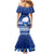 Personalised Palau Christmas Mermaid Dress Snowman Hugs Palau Coat of Arms Maori Pattern Blue Style LT03 - Polynesian Pride