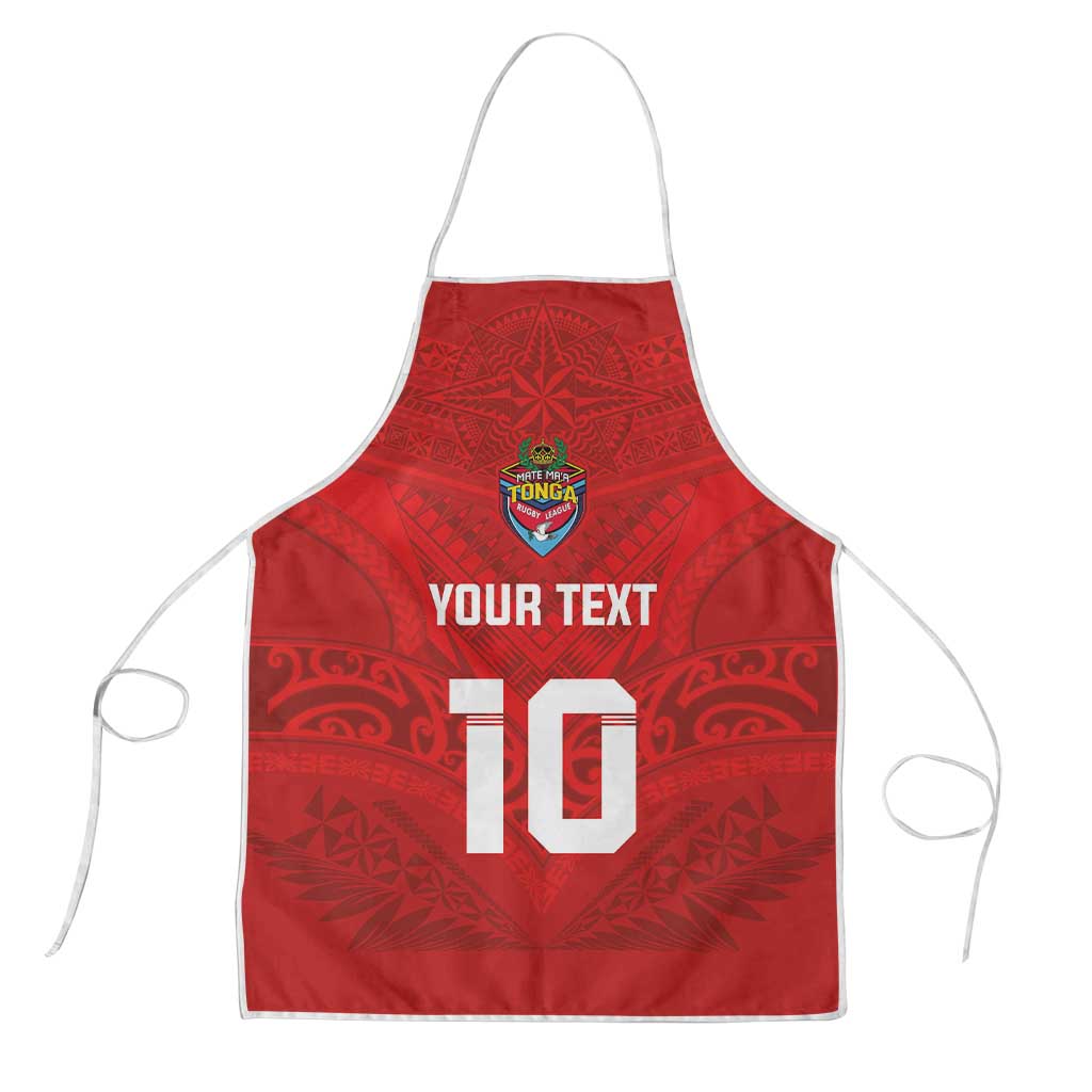 Custom Mate Ma'a Tonga Rugby Apron Ngatu Tribal Motifs Sporty Style LT03 Red - Polynesian Pride