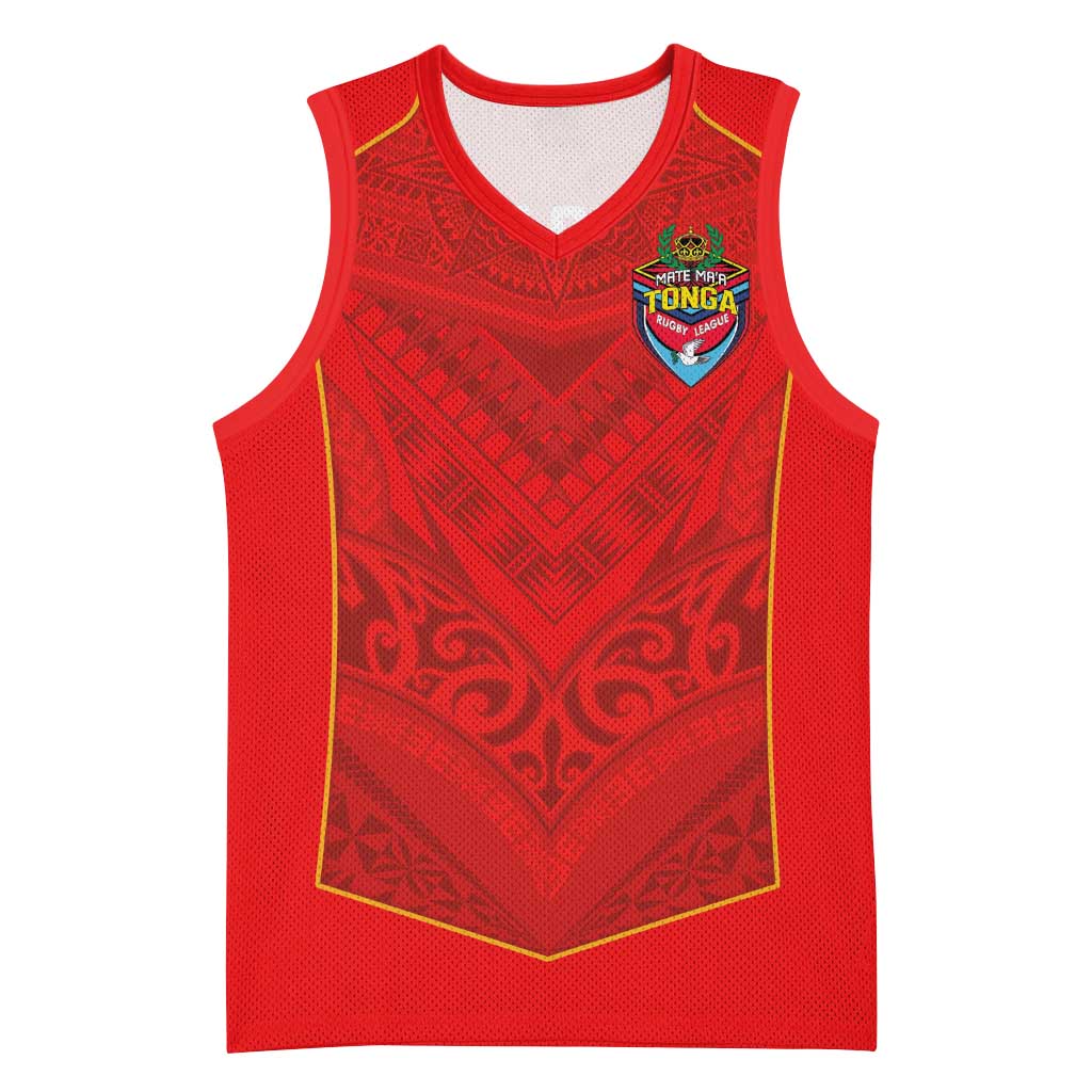 Custom Mate Ma'a Tonga Rugby Basketball Jersey Ngatu Tribal Motifs Sporty Style LT03 Unisex Red - Polynesian Pride