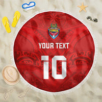 Custom Mate Ma'a Tonga Rugby Beach Blanket Ngatu Tribal Motifs Sporty Style LT03 One Size 150cm Red - Polynesian Pride
