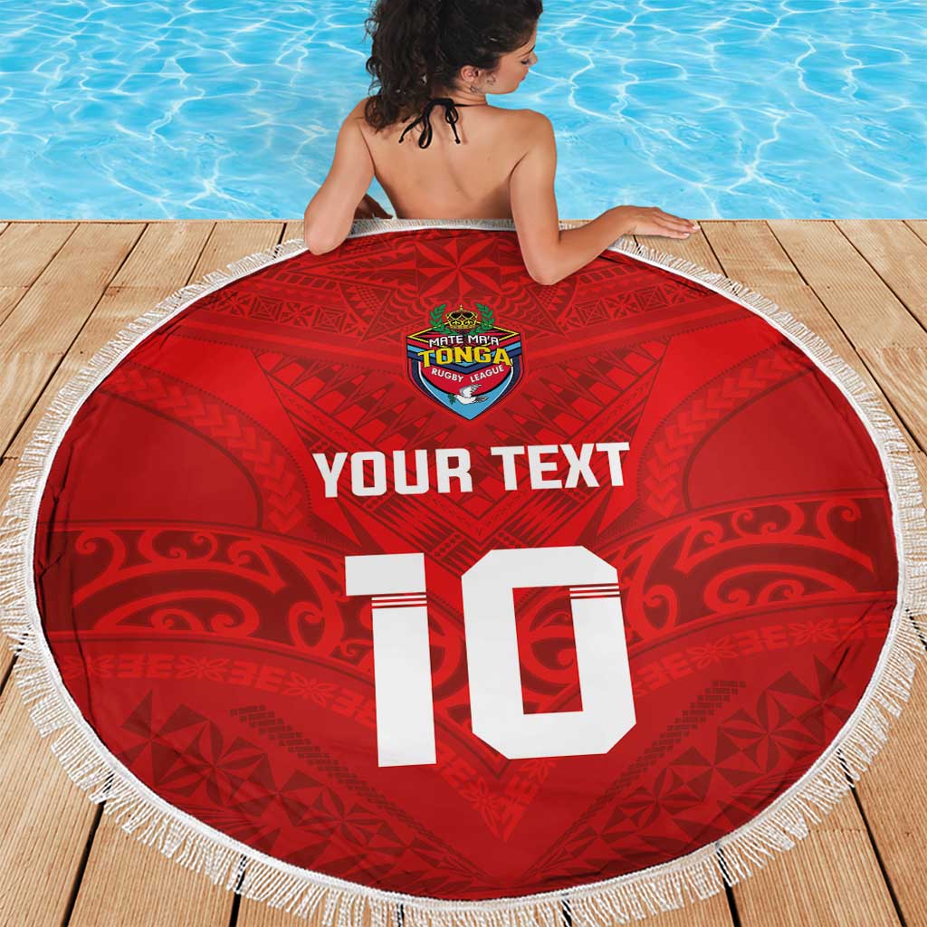 Custom Mate Ma'a Tonga Rugby Beach Blanket Ngatu Tribal Motifs Sporty Style LT03 - Polynesian Pride