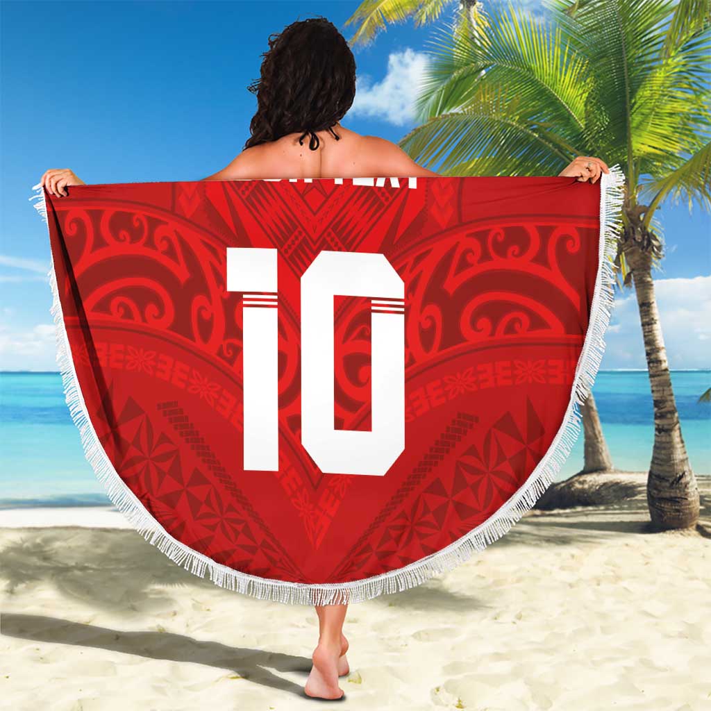 Custom Mate Ma'a Tonga Rugby Beach Blanket Ngatu Tribal Motifs Sporty Style LT03 - Polynesian Pride