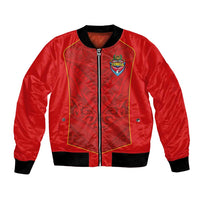 Custom Mate Ma'a Tonga Rugby Bomber Jacket Ngatu Tribal Motifs Sporty Style LT03 Unisex Red - Polynesian Pride