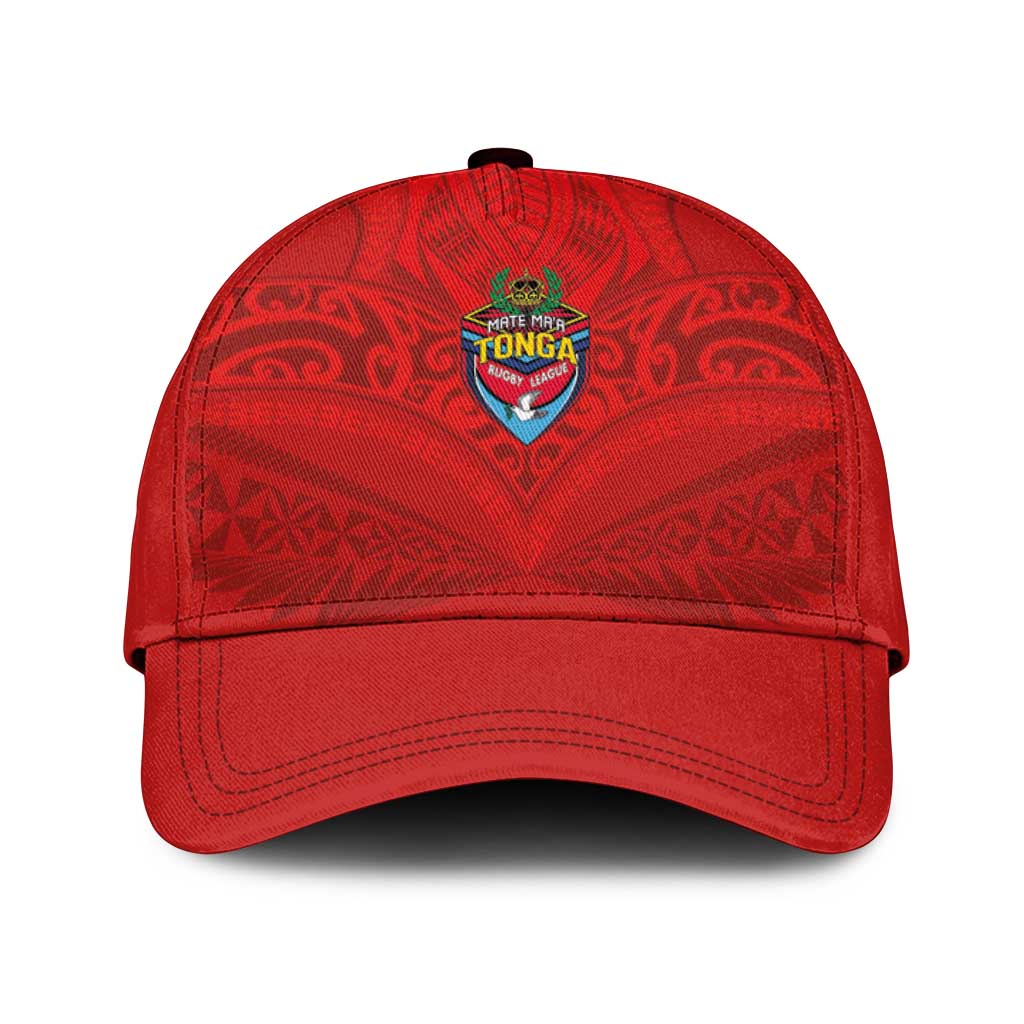 Mate Ma'a Tonga Rugby Classic Cap Ngatu Tribal Motifs Sporty Style LT03 Universal Fit Red - Polynesian Pride