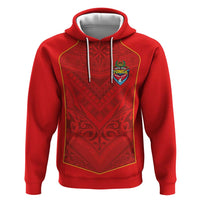 Custom Mate Ma'a Tonga Rugby Hoodie Ngatu Tribal Motifs Sporty Style LT03 Pullover Hoodie Red - Polynesian Pride