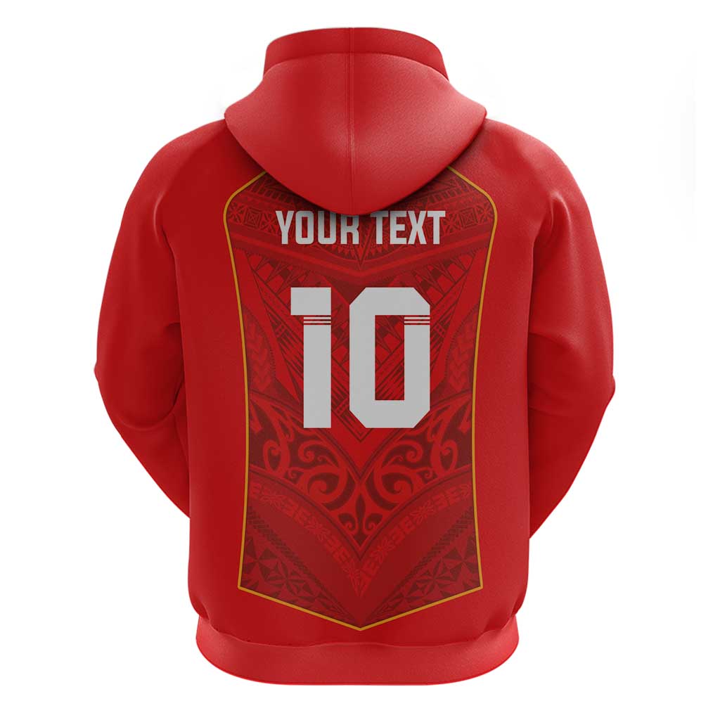 Custom Mate Ma'a Tonga Rugby Hoodie Ngatu Tribal Motifs Sporty Style LT03 - Polynesian Pride