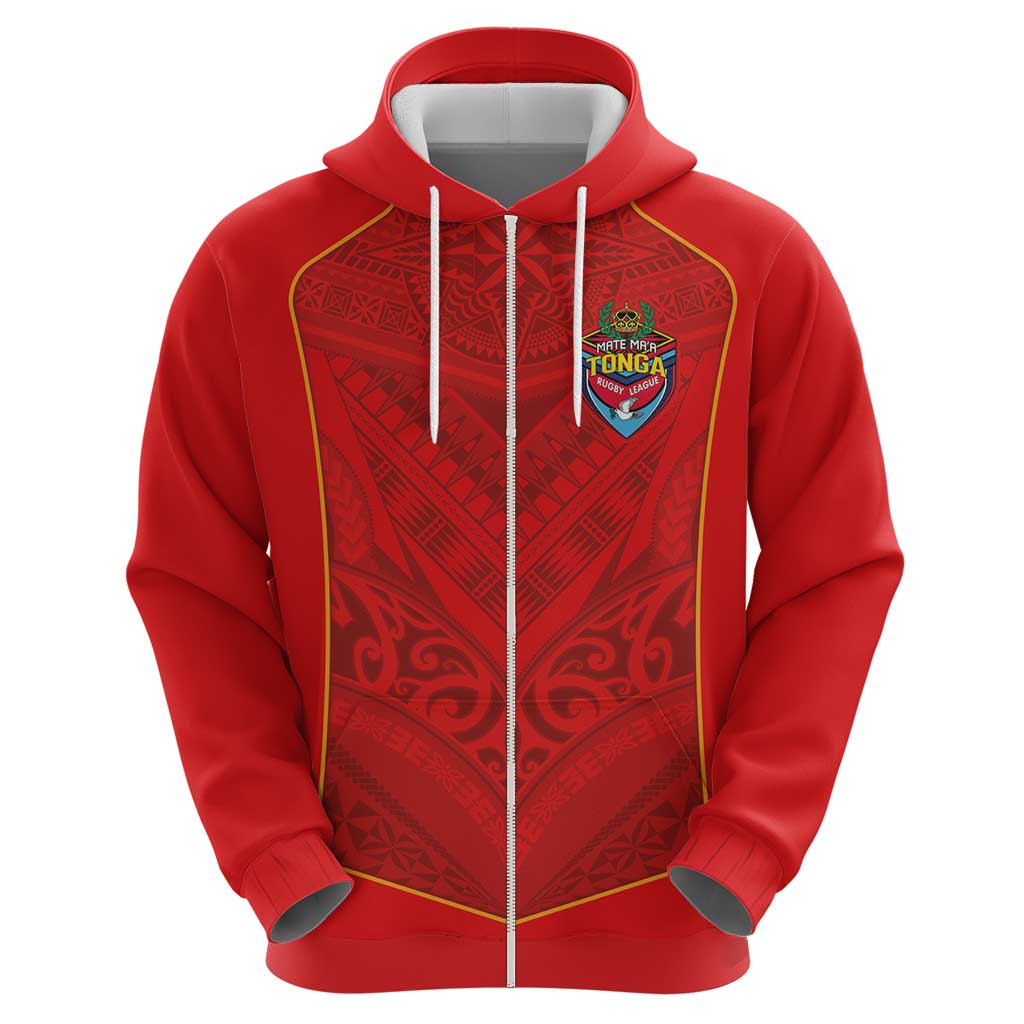 Custom Mate Ma'a Tonga Rugby Hoodie Ngatu Tribal Motifs Sporty Style LT03 - Polynesian Pride
